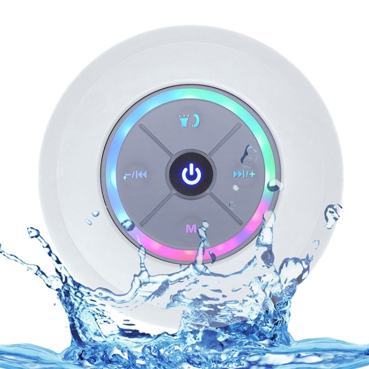 Loa Bluetooth không dây BTS-08 Chống nước Đèn LED Đài FM Loa siêu trầm Loa cột Bluetooth Thẻ TF Loa mini hút chân không cho phòng tắm