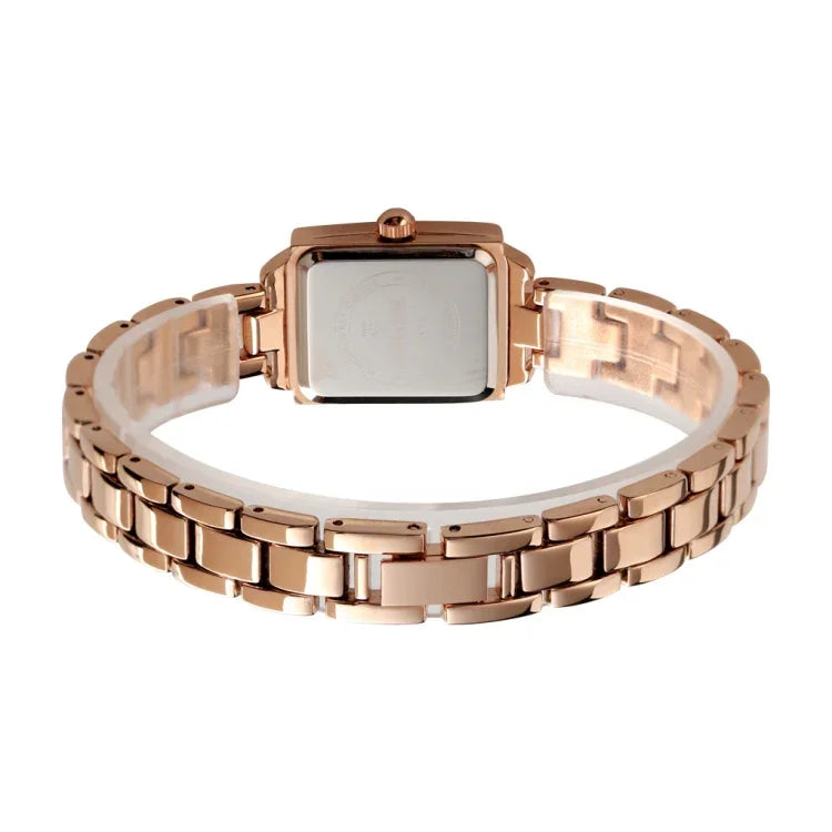 Đồng hồ thời trang công sở SKMEI 1407 đính kim cương tinh tế và thanh lịch, đồng hồ quartz hợp kim kẽm hình vuông cho nữ, màu bạc