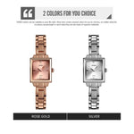 Đồng hồ thời trang công sở SKMEI 1407 đính kim cương tinh tế và thanh lịch, đồng hồ quartz hợp kim kẽm hình vuông cho nữ, màu bạc