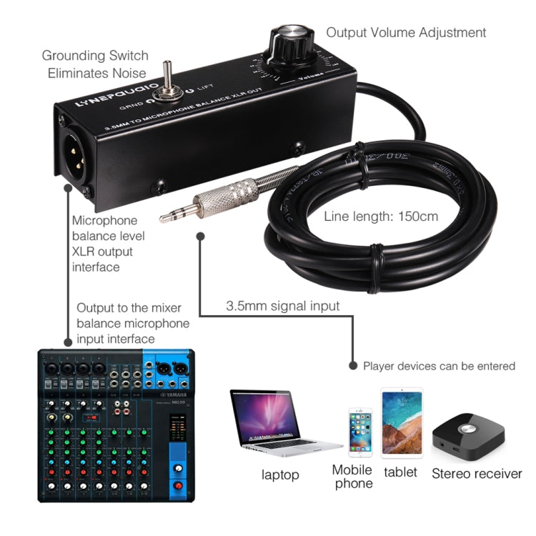 B012 Bộ chuyển đổi tín hiệu stereo chuyên nghiệp sang tín hiệu micro cân bằng đầu ra