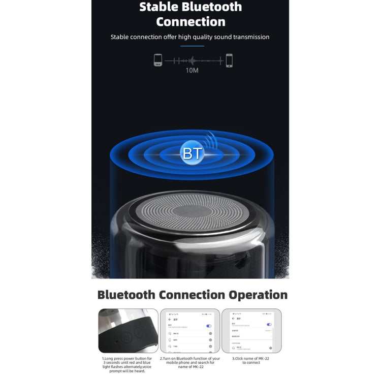 Loa Bluetooth MK-22 TWS Fineblue hút nam châm kèm đèn LED