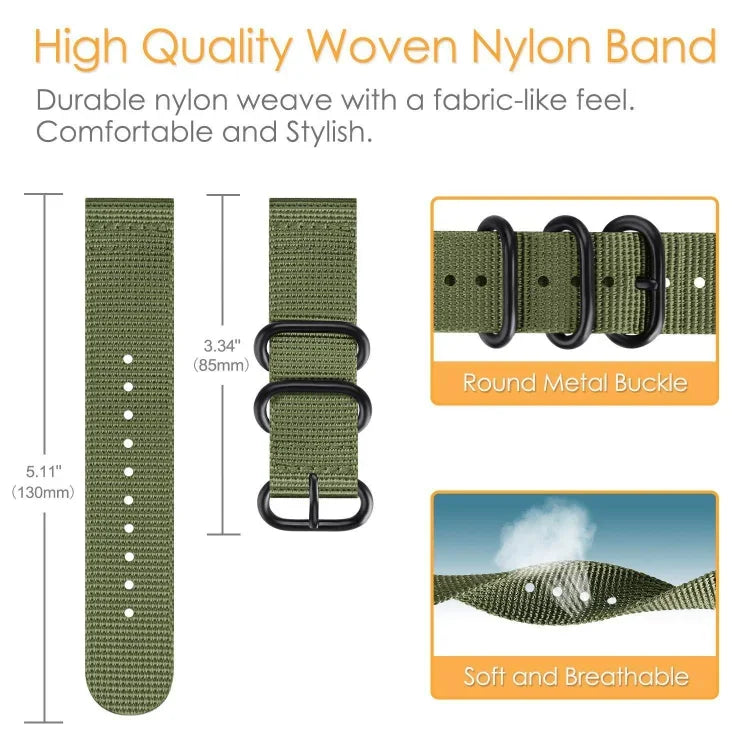 For Samsung Galaxy Watch Active 22mm / S3 Nylon Three-ring Strap, For Samsung Galaxy Watch Active 2 22mm / Gear S3