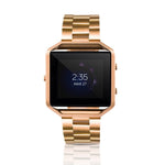 Suitable For Fitbit Blaze Smart Sports Watch Stainless Steel Metal Strap Metal Frame Butterfly Buckle Three Beads Strap, Rose gold, gold, black, Silver