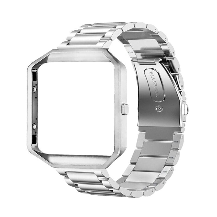 Suitable For Fitbit Blaze Smart Sports Watch Stainless Steel Metal Strap Metal Frame Butterfly Buckle Three Beads Strap, Rose gold, gold, black, Silver
