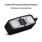 Loa Bluetooth trong suốt TWS di động BT628 10W với đế kết nối từ tính, loa bass subwoofer stereo ngoài trời