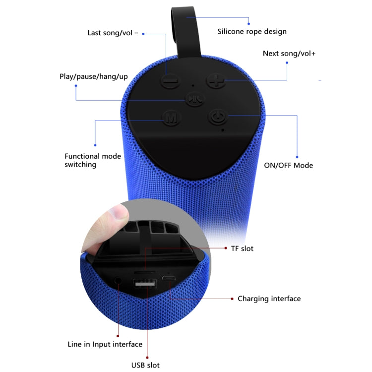 Loa Bluetooth di động TG113, chống nước, loa stereo ngoài trời, hộp âm bass MP3 có radio FM