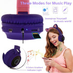 Tai nghe Bluetooth 5.0 tai mèo dễ thương gập được trên tai stereo không dây có mic / đèn LED / radio FM / thẻ TF, SYA00833501F, SYA00833501A, SYA00833501B, SYA00833501C, SYA00833501D, SYA00833501E