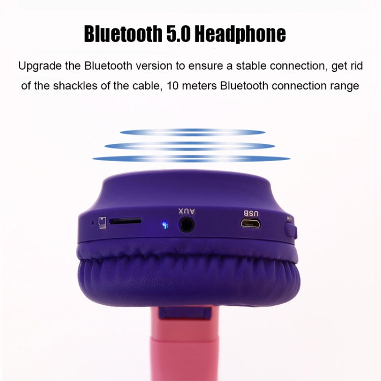 Tai nghe Bluetooth 5.0 tai mèo dễ thương gập được trên tai stereo không dây có mic / đèn LED / radio FM / thẻ TF, SYA00833501F, SYA00833501A, SYA00833501B, SYA00833501C, SYA00833501D, SYA00833501E