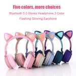 Tai nghe Bluetooth 5.0 tai mèo dễ thương gập được trên tai stereo không dây có mic / đèn LED / radio FM / thẻ TF, SYA00833501F, SYA00833501A, SYA00833501B, SYA00833501C, SYA00833501D, SYA00833501E