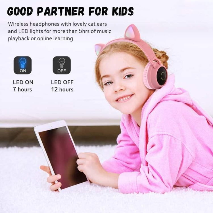 Tai nghe Bluetooth 5.0 tai mèo dễ thương gập được trên tai stereo không dây có mic / đèn LED / radio FM / thẻ TF, SYA00833501F, SYA00833501A, SYA00833501B, SYA00833501C, SYA00833501D, SYA00833501E