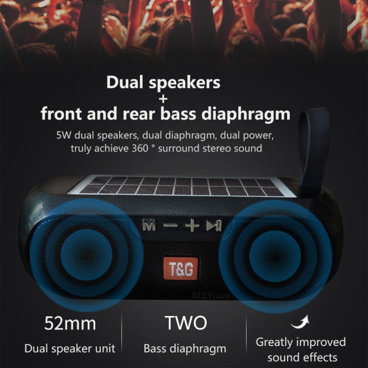 Loa cột không dây di động T&G TG182, hộp nhạc stereo, năng lượng mặt trời, chống nước, USB AUX, radio FM, bass siêu trầm