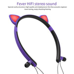 Tai nghe Bluetooth không dây ZW29 tai mèo âm thanh stereo HIFI thời trang thể thao ngoài trời có mic và đèn LED phát sáng