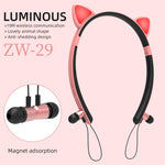 Tai nghe Bluetooth không dây ZW29 tai mèo âm thanh stereo HIFI thời trang thể thao ngoài trời có mic và đèn LED phát sáng