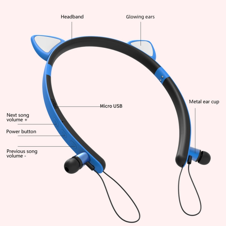 Tai nghe Bluetooth không dây ZW29 tai mèo âm thanh stereo HIFI thời trang thể thao ngoài trời có mic và đèn LED phát sáng