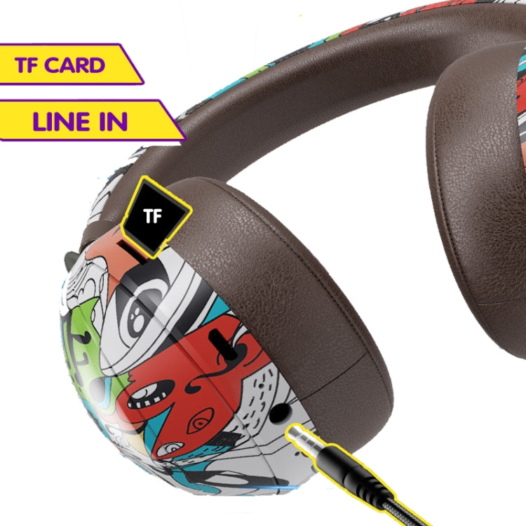 Tai nghe thể thao không dây VJ086 tai nghe Bluetooth in màu chuyển nước graffiti hỗ trợ TF, FM