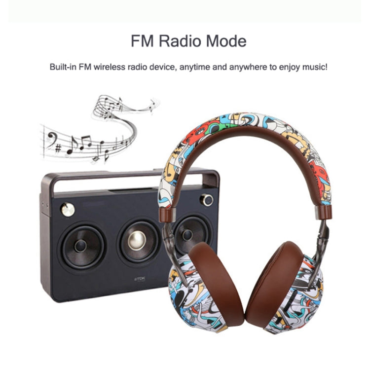 Tai nghe thể thao không dây VJ086 tai nghe Bluetooth in màu chuyển nước graffiti hỗ trợ TF, FM