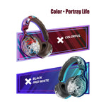 Tai nghe thể thao không dây VJ086 tai nghe Bluetooth in màu chuyển nước graffiti hỗ trợ TF, FM