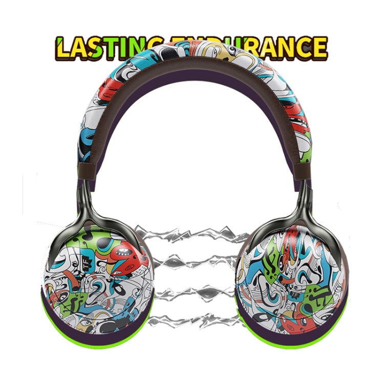 Tai nghe thể thao không dây VJ086 tai nghe Bluetooth in màu chuyển nước graffiti hỗ trợ TF, FM