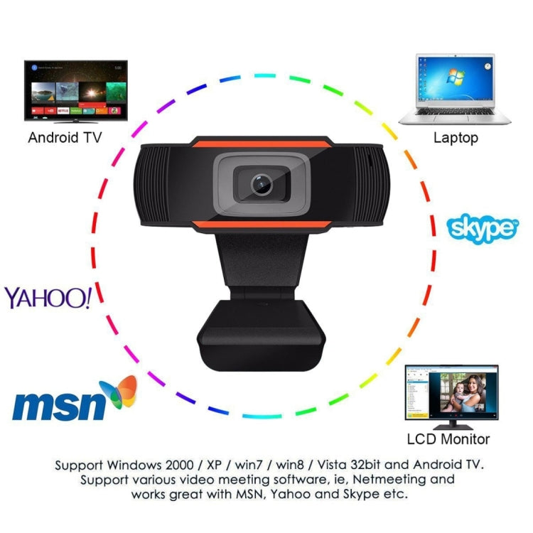 HXSJ A870 Webcam PC HD 480P với Microphone hút âm MIC cho Skype trên Android TV Camera máy tính xoay USB Webcam, 480P