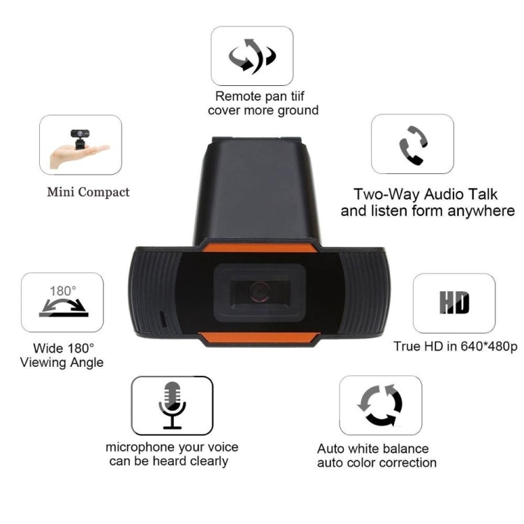 HXSJ A870 Webcam PC HD 480P với Microphone hút âm MIC cho Skype trên Android TV Camera máy tính xoay USB Webcam, 480P