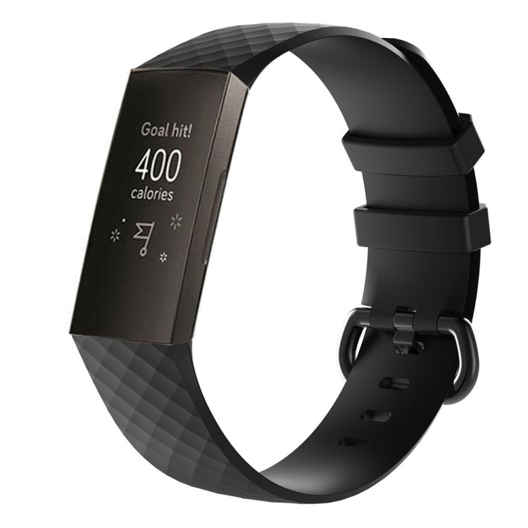 Diamond Pattern Silicone Wrist Strap Watch Band for Fitbit Charge 3 Small Size：190*18mm, Size：190x18mm