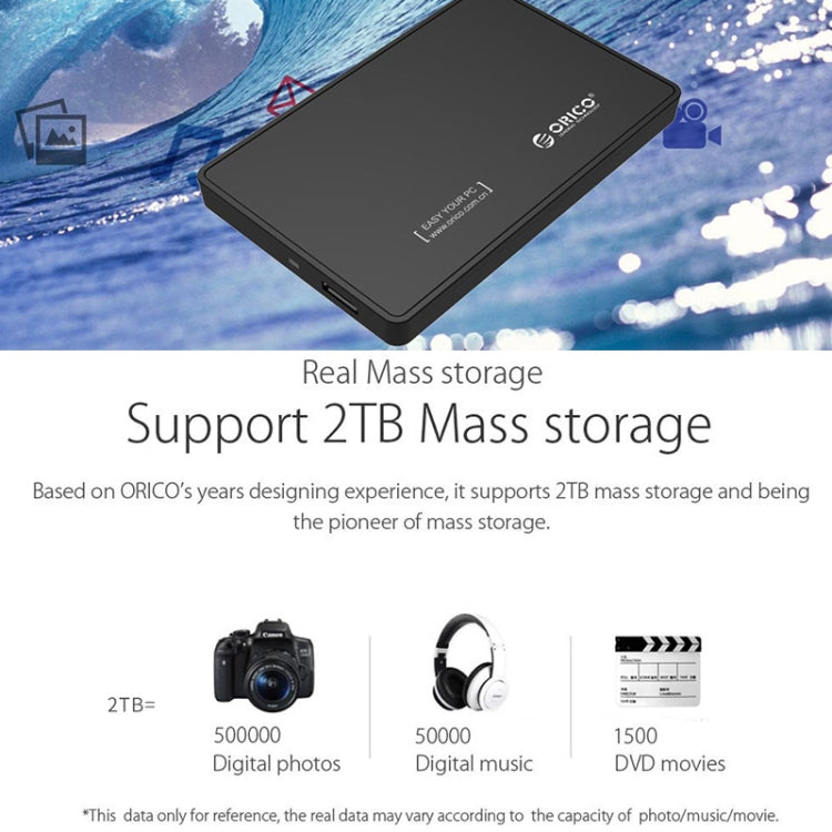 Vỏ ổ cứng ORICO 2588US3-V1 USB3.0 2.5 inch, màu bạc, đỏ, xanh, đen