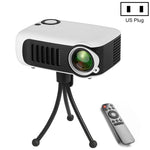 Máy chiếu mini di động A2000 800 lumen hỗ trợ LCD 1080P, tuổi thọ bóng đèn 50000 giờ, máy chiếu rạp hát tại nhà cho pin dự phòng, phích cắm US