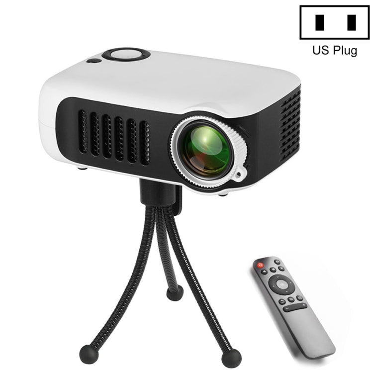 Máy chiếu mini di động A2000 800 lumen hỗ trợ LCD 1080P, tuổi thọ bóng đèn 50000 giờ, máy chiếu rạp hát tại nhà cho pin dự phòng, phích cắm US