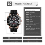 SKMEI 1538 Multi-Function Time Large Dial Steel Belt Men  Casual Sports Electronic Watch