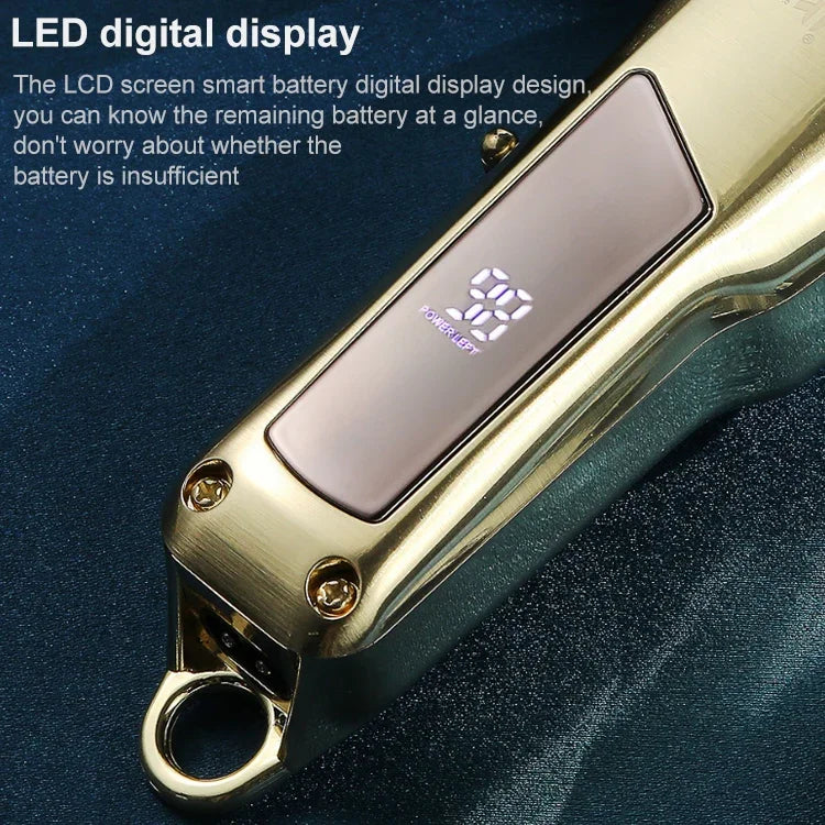 Tông đơ cắt tóc điện kim loại USB 10W VGR V-278 với màn hình kỹ thuật số LED, V-278 (Vàng), V-278 (Bạc)