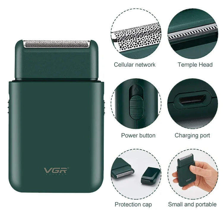 Máy cạo râu điện di động USB 5W VGR V-390, V-390 (Đen), V-390 (Xanh lá)