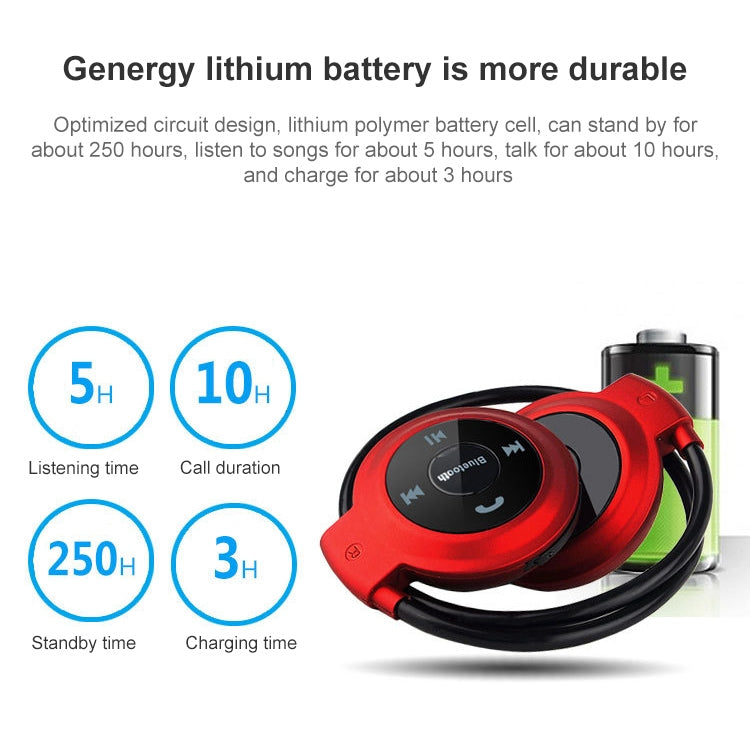 Máy nghe nhạc MP3 NVAHVA tai nghe Bluetooth, Tai nghe thể thao không dây MP3 có FM Radio, Tai nghe stereo thẻ TF MP3 tối đa 32GB, mini-503 Xanh dương, mini-503 Vàng, mini-503 Đen, mini-503 Đỏ