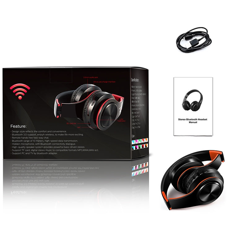 Tai nghe Bluetooth không dây Tourya B7 gập được, tai nghe điều chỉnh có micro, B7 (Đen Đỏ), B7 (Đen Xanh)