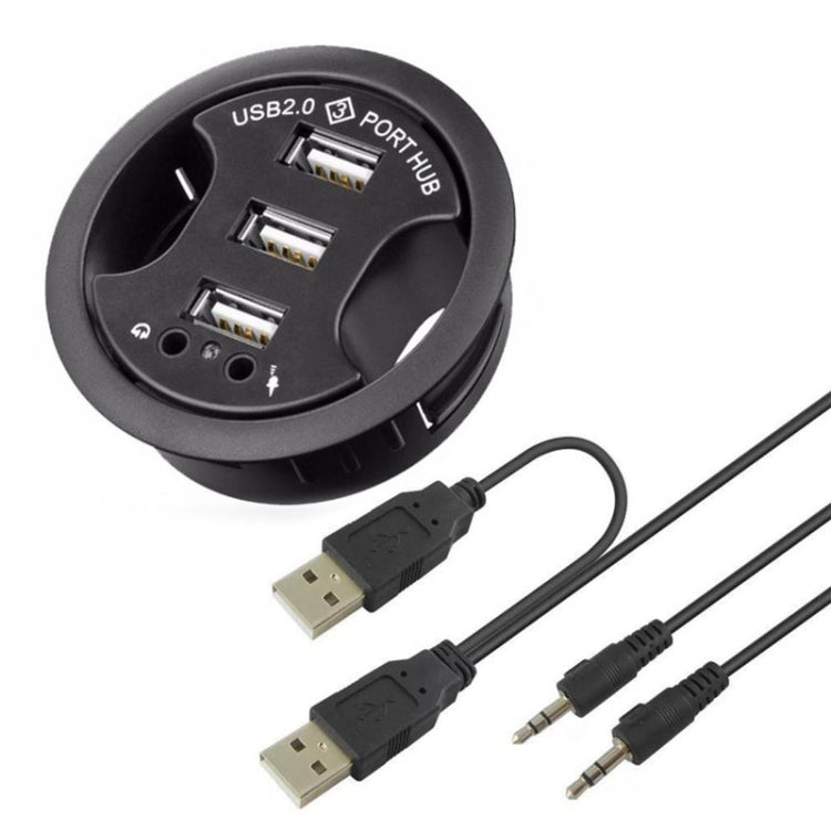 Hub USB 2.0 3 cổng với jack âm thanh 3.5mm và micro