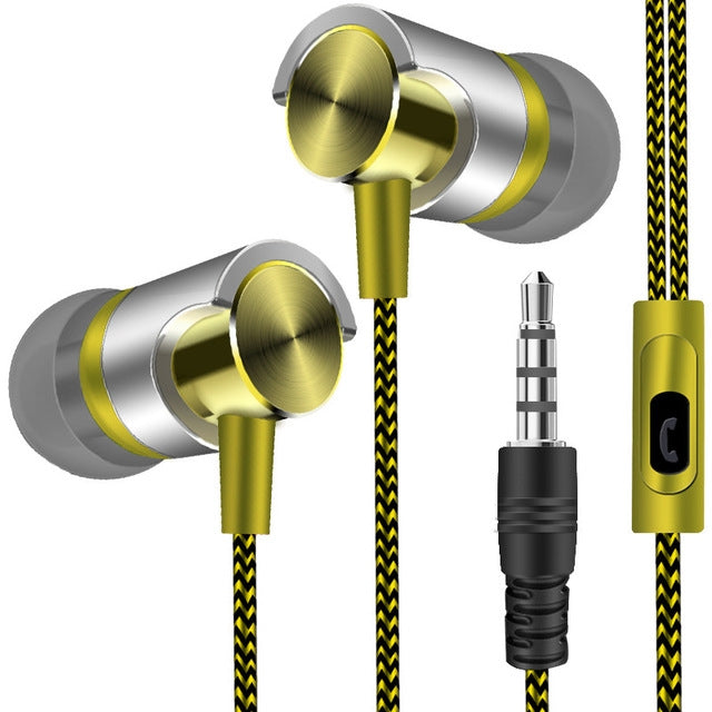 Tai nghe có dây kim loại âm thanh Super Bass nhét tai thể thao có mic cho Xiaomi Samsung Huawei