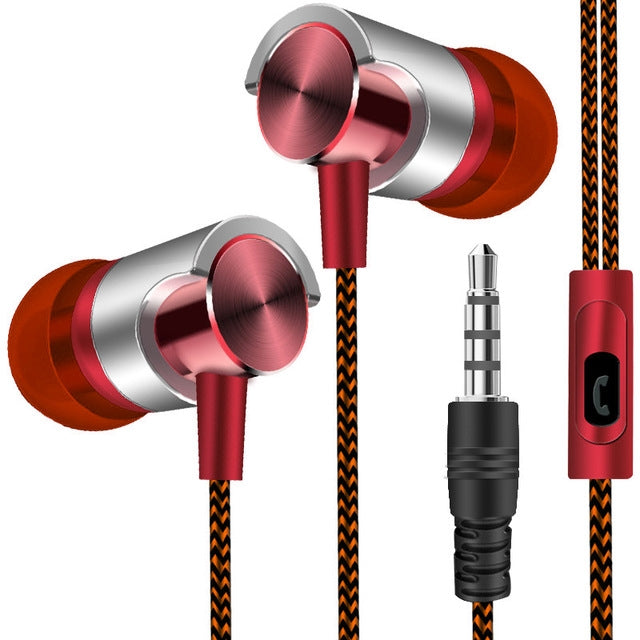 Tai nghe có dây kim loại âm thanh Super Bass nhét tai thể thao có mic cho Xiaomi Samsung Huawei
