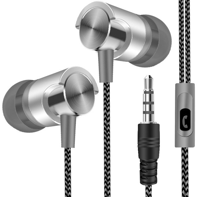 Tai nghe có dây kim loại âm thanh Super Bass nhét tai thể thao có mic cho Xiaomi Samsung Huawei