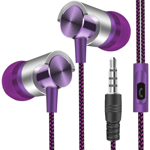 Tai nghe có dây kim loại âm thanh Super Bass nhét tai thể thao có mic cho Xiaomi Samsung Huawei