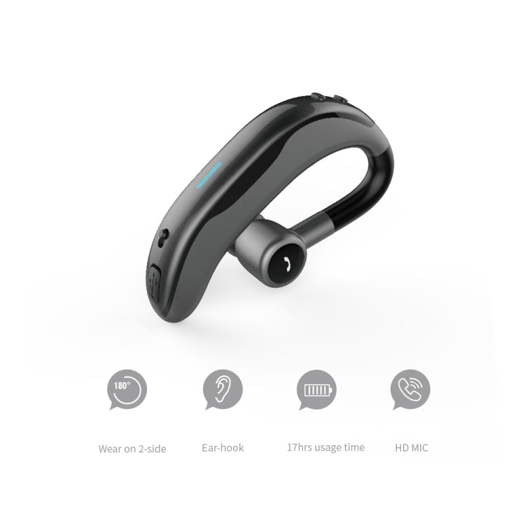 Tai nghe Bluetooth không dây đeo tai có mic cho xe hơi, màu đen xám, đen đỏ, đen xanh lá