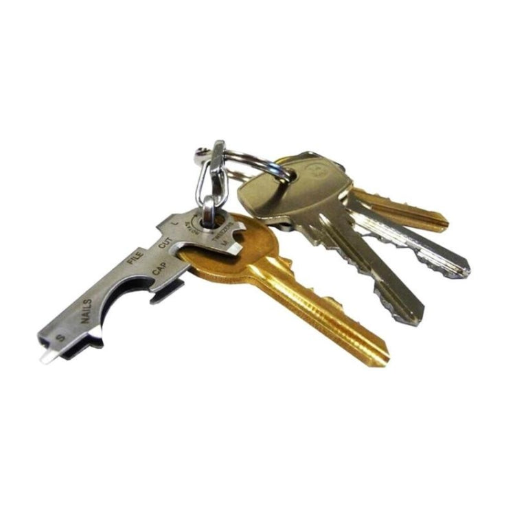 Bộ dụng cụ đa năng 8 trong 1 EDC móc khóa thép không gỉ thiết bị sinh tồn ngoài trời, 8 trong 1 (Đen), 8 trong 1 (Bạc)
