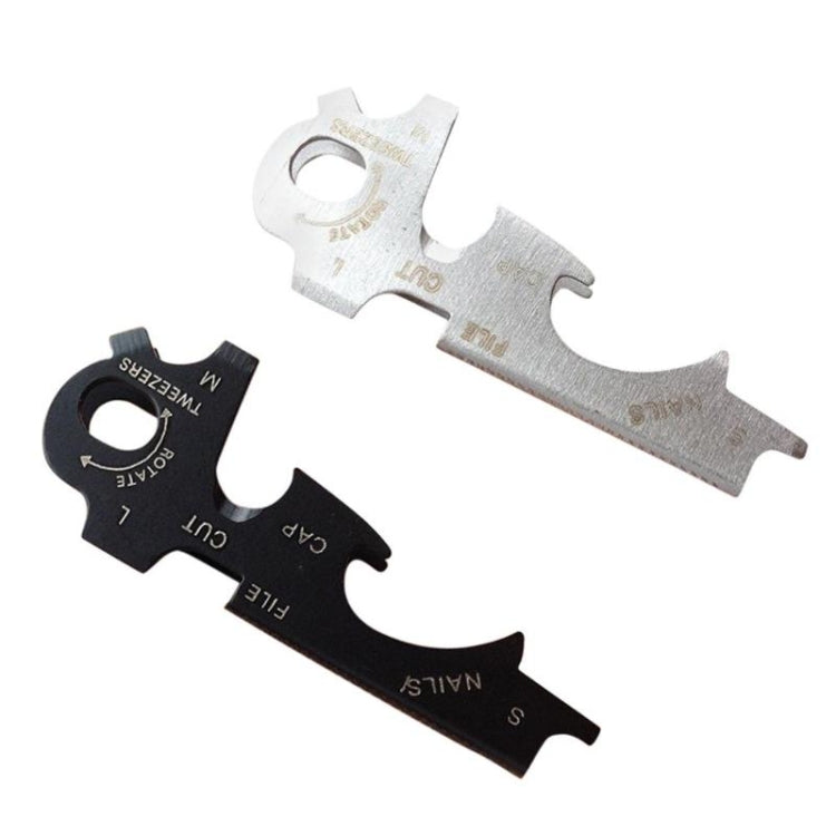 Bộ dụng cụ đa năng 8 trong 1 EDC móc khóa thép không gỉ thiết bị sinh tồn ngoài trời, 8 trong 1 (Đen), 8 trong 1 (Bạc)