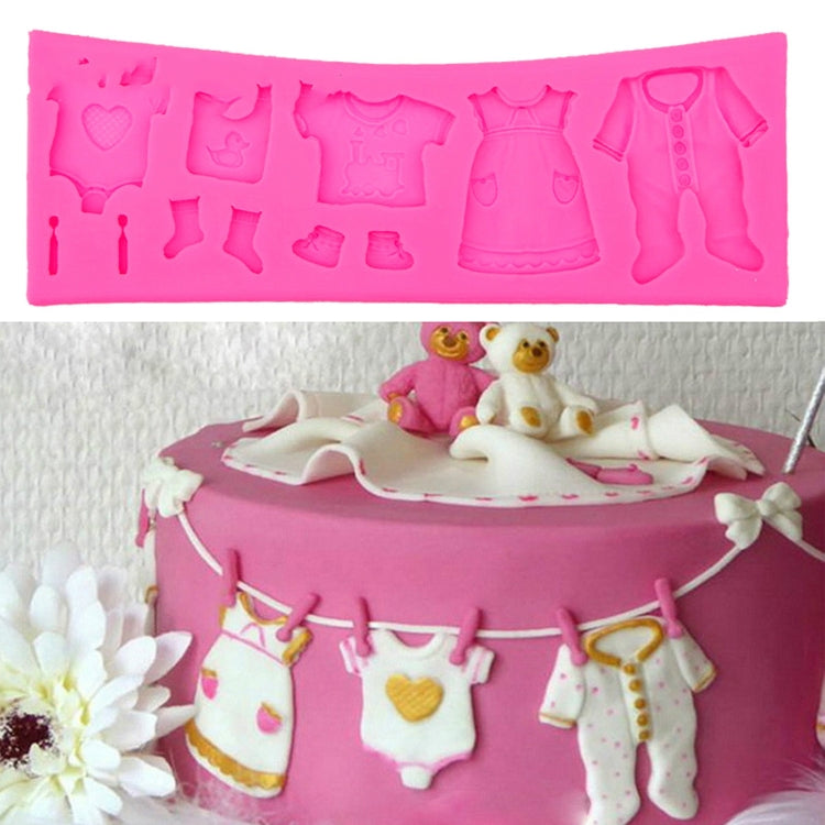 2 cái khuôn bánh giày trẻ em fondant, khuôn bánh trang trí quần áo trẻ em silicone DIY socola West Point, hình quần áo trẻ em