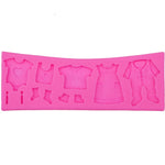 2 cái khuôn bánh giày trẻ em fondant, khuôn bánh trang trí quần áo trẻ em silicone DIY socola West Point, hình quần áo trẻ em