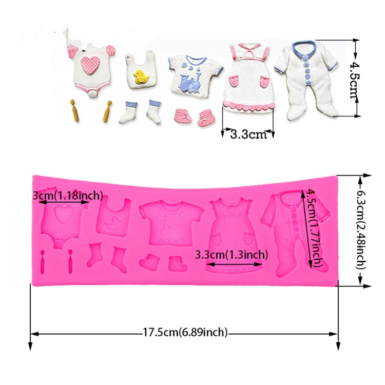 2 cái khuôn bánh giày trẻ em fondant, khuôn bánh trang trí quần áo trẻ em silicone DIY socola West Point, hình quần áo trẻ em
