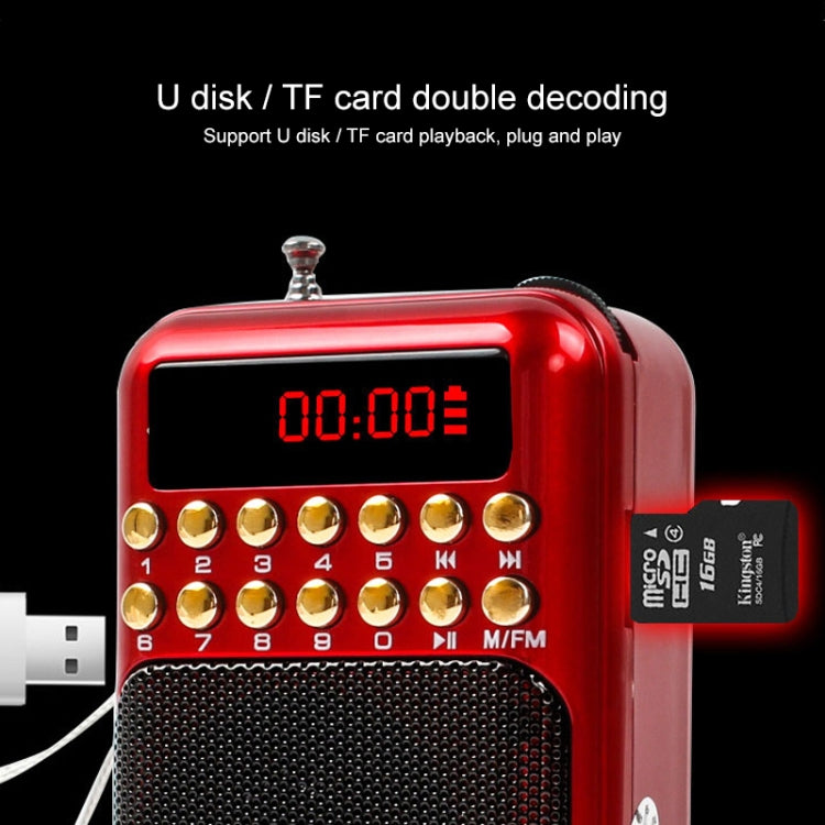 Loa thu sóng FM di động có thể sạc lại, hỗ trợ USB / thẻ TF / máy nghe nhạc MP3