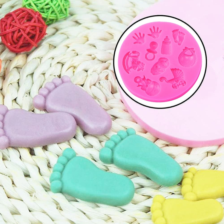 2 cái khuôn DIY silicone fondant hình tay chân bé, khuôn bánh socola, dụng cụ nướng, hình chân