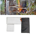 Giá nồi cắm trại ngoài trời bằng thép không gỉ 304 hình vuông, lưới nướng BBQ bếp củi đơn giản