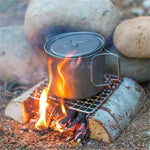 Giá nồi cắm trại ngoài trời bằng thép không gỉ 304 hình vuông, lưới nướng BBQ bếp củi đơn giản