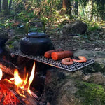 Giá nồi cắm trại ngoài trời bằng thép không gỉ 304 hình vuông, lưới nướng BBQ bếp củi đơn giản