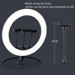 Bộ đèn LED vòng HQ-18N 18 inch 45cm cho vlog, chụp ảnh, quay video kèm điều khiển từ xa, kẹp điện thoại và chân đế 2.1m, phích cắm EU, 18 inch